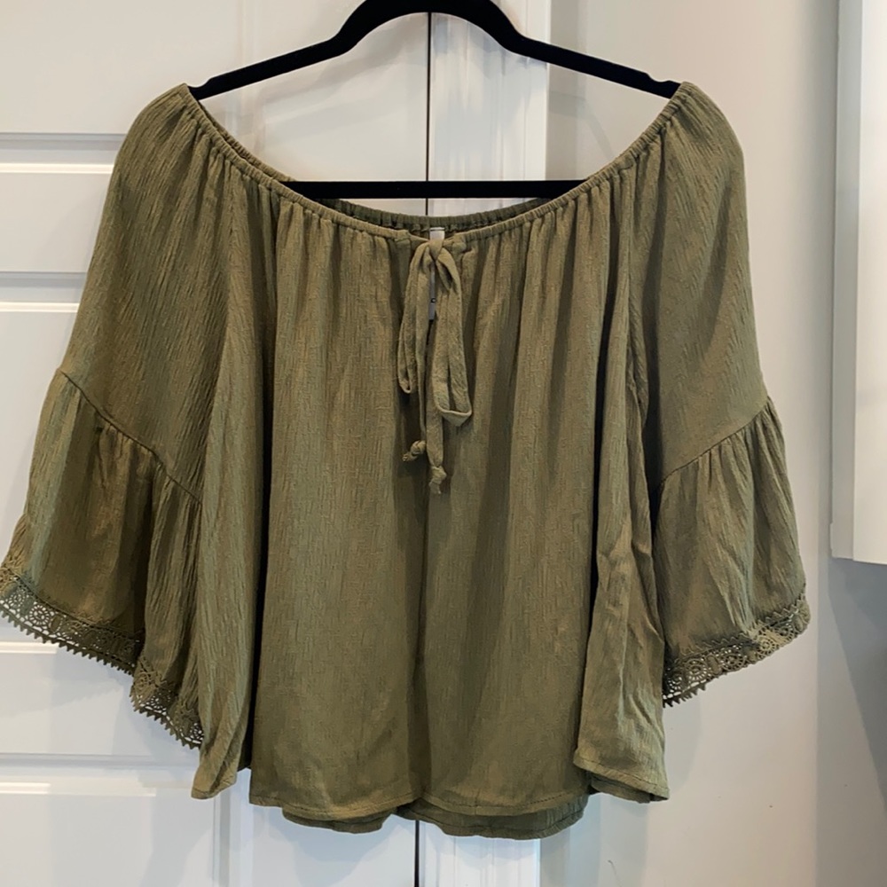 Olive off the shoulder crop top